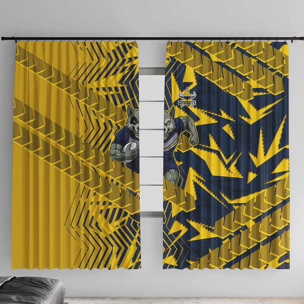 North Queensland Cowboys Rugby Window Curtain Fierce Mascot Geometric Tribal Art