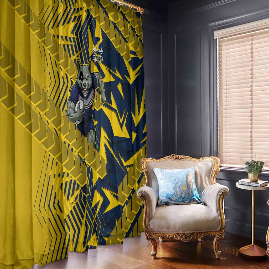 North Queensland Cowboys Rugby Window Curtain Fierce Mascot Geometric Tribal Art