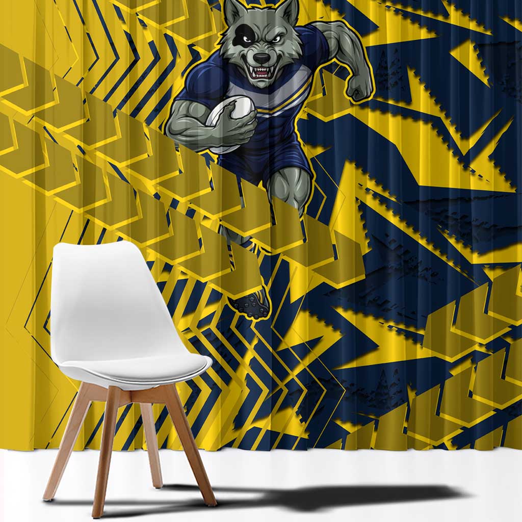North Queensland Cowboys Rugby Window Curtain Fierce Mascot Geometric Tribal Art