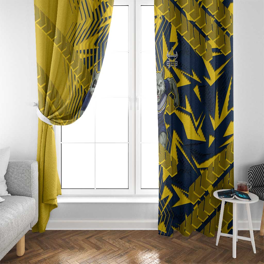 North Queensland Cowboys Rugby Window Curtain Fierce Mascot Geometric Tribal Art
