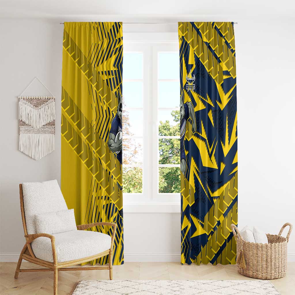 North Queensland Cowboys Rugby Window Curtain Fierce Mascot Geometric Tribal Art