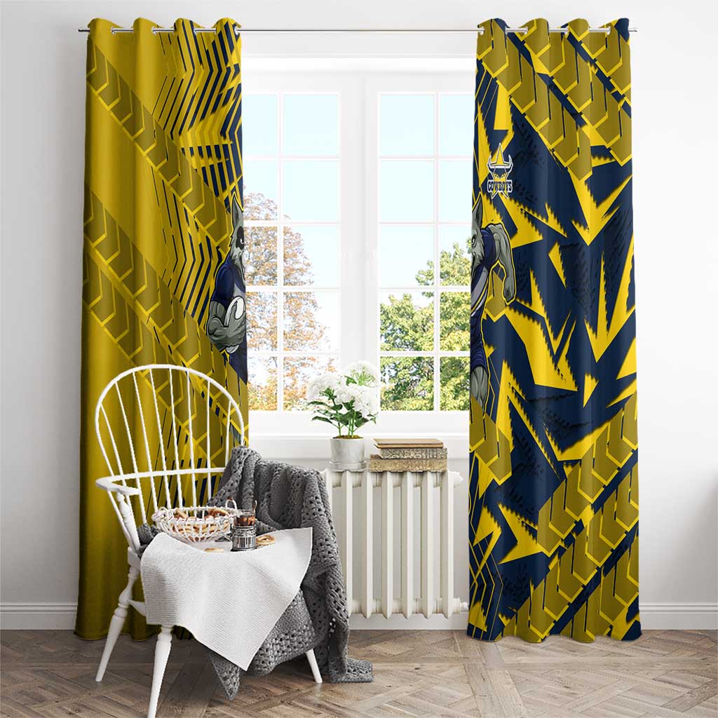 North Queensland Cowboys Rugby Window Curtain Fierce Mascot Geometric Tribal Art