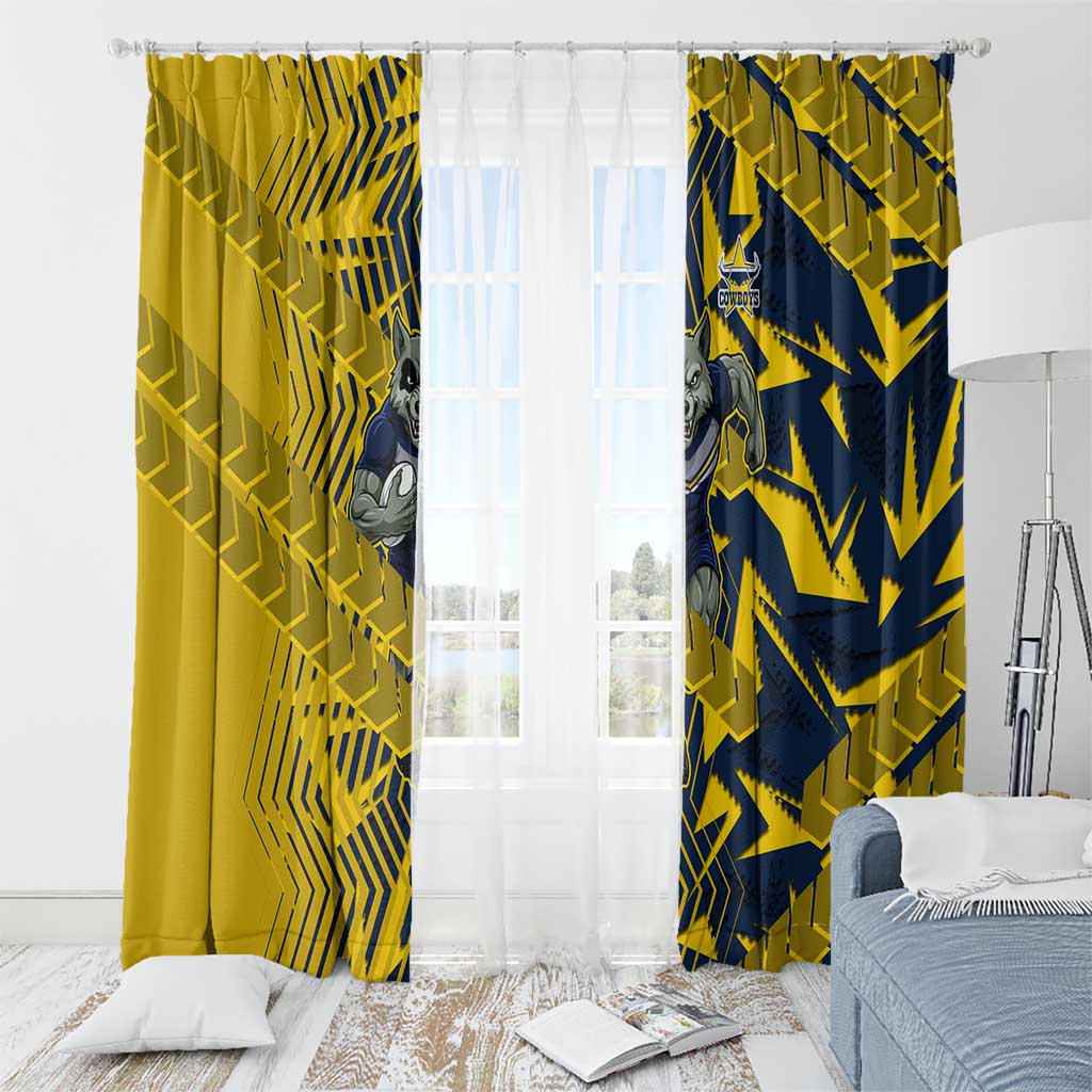 North Queensland Cowboys Rugby Window Curtain Fierce Mascot Geometric Tribal Art