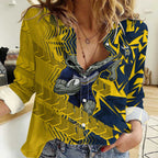 North Queensland Cowboys Rugby Women Casual Shirt Fierce Mascot Geometric Tribal Art