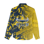 North Queensland Cowboys Rugby Women Casual Shirt Fierce Mascot Geometric Tribal Art