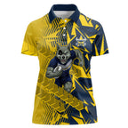 North Queensland Cowboys Rugby Women Polo Shirt Fierce Mascot Geometric Tribal Art