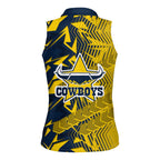North Queensland Cowboys Rugby Women Sleeveless Polo Shirt Fierce Mascot Geometric Tribal Art