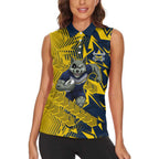 North Queensland Cowboys Rugby Women Sleeveless Polo Shirt Fierce Mascot Geometric Tribal Art