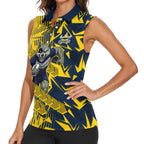North Queensland Cowboys Rugby Women Sleeveless Polo Shirt Fierce Mascot Geometric Tribal Art