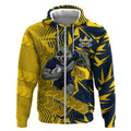 North Queensland Cowboys Rugby Zip Hoodie Fierce Mascot Geometric Tribal Art