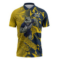 North Queensland Cowboys Rugby Zipper Polo Shirt Fierce Mascot Geometric Tribal Art