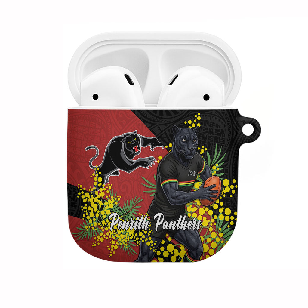 Penrith Panthers AirPods Case Golden Wattle Floral Polynesian - Australian Flower - Rugby Mascot
