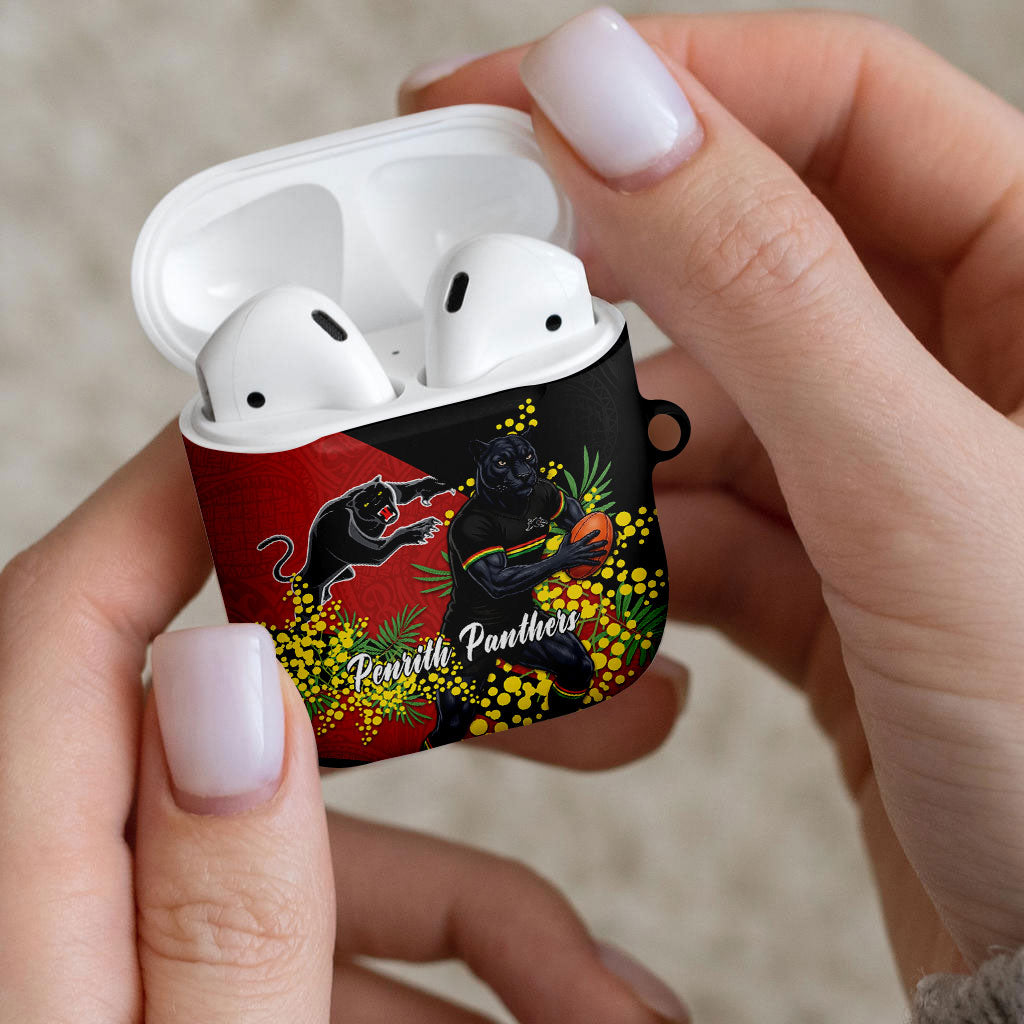 Penrith Panthers AirPods Case Golden Wattle Floral Polynesian - Australian Flower - Rugby Mascot