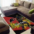 Penrith Panthers Area Rug Golden Wattle Floral Polynesian - Australian Flower - Rugby Mascot