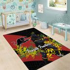 Penrith Panthers Area Rug Golden Wattle Floral Polynesian - Australian Flower - Rugby Mascot