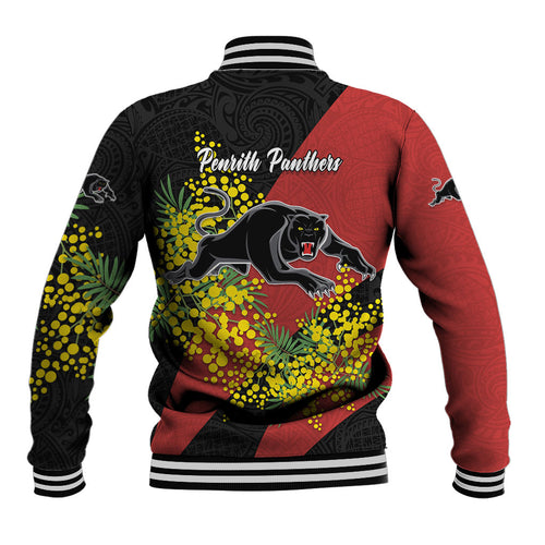 Penrith Panthers Baseball Jacket Golden Wattle Floral Polynesian - Australian Flower - Rugby Mascot