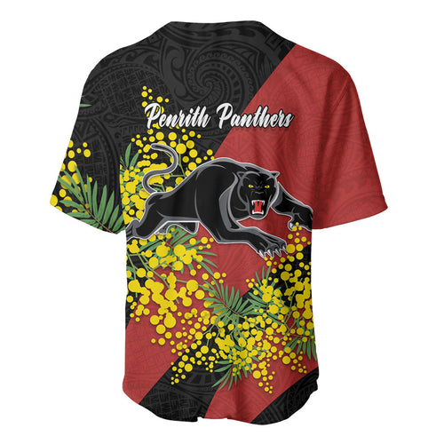Penrith Panthers Baseball Jersey Golden Wattle Floral Polynesian - Australian Flower - Rugby Mascot