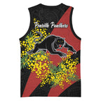 Penrith Panthers Basketball Jersey Golden Wattle Floral Polynesian - Australian Flower - Rugby Mascot
