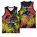 Penrith Panthers Basketball Jersey Golden Wattle Floral Polynesian - Australian Flower - Rugby Mascot