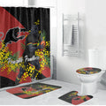 Penrith Panthers Bathroom Set Golden Wattle Floral Polynesian - Australian Flower - Rugby Mascot