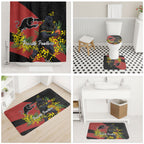 Penrith Panthers Bathroom Set Golden Wattle Floral Polynesian - Australian Flower - Rugby Mascot