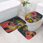 Penrith Panthers Bathroom Set Golden Wattle Floral Polynesian - Australian Flower - Rugby Mascot