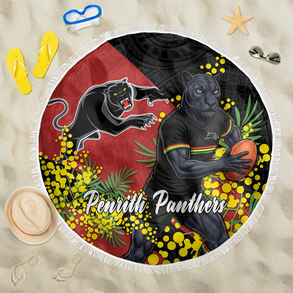 Penrith Panthers Beach Blanket Golden Wattle Floral Polynesian - Australian Flower - Rugby Mascot