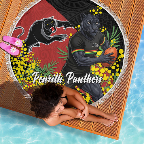 Penrith Panthers Beach Blanket Golden Wattle Floral Polynesian - Australian Flower - Rugby Mascot
