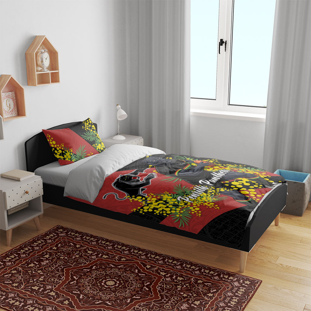 Penrith Panthers Bedding Set Golden Wattle Floral Polynesian - Australian Flower - Rugby Mascot