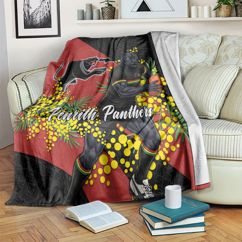 Penrith Panthers Blanket Golden Wattle Floral Polynesian - Australian Flower - Rugby Mascot