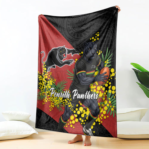 Penrith Panthers Blanket Golden Wattle Floral Polynesian - Australian Flower - Rugby Mascot