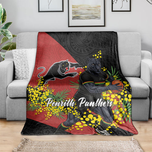 Penrith Panthers Blanket Golden Wattle Floral Polynesian - Australian Flower - Rugby Mascot