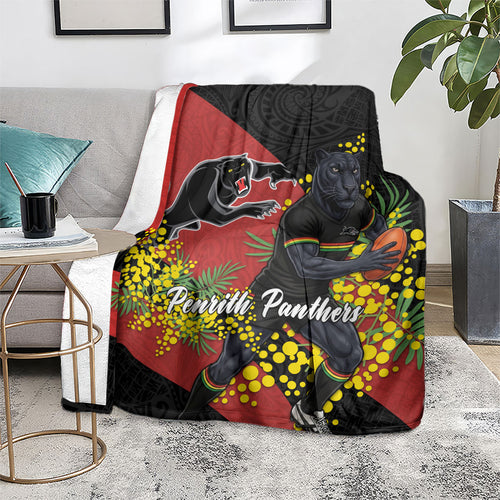 Penrith Panthers Blanket Golden Wattle Floral Polynesian - Australian Flower - Rugby Mascot