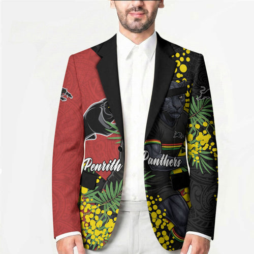 Penrith Panthers Blazer Golden Wattle Floral Polynesian - Australian Flower - Rugby Mascot