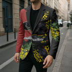 Penrith Panthers Blazer Golden Wattle Floral Polynesian - Australian Flower - Rugby Mascot