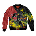 Penrith Panthers Bomber Jacket Golden Wattle Floral Polynesian - Australian Flower - Rugby Mascot