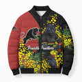 Penrith Panthers Bomber Puffer Jacket Golden Wattle Floral Polynesian - Australian Flower - Rugby Mascot