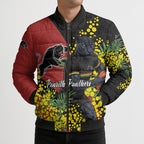 Penrith Panthers Bomber Puffer Jacket Golden Wattle Floral Polynesian - Australian Flower - Rugby Mascot