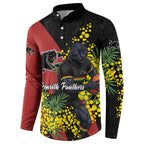 Penrith Panthers Button Sweatshirt Golden Wattle Floral Polynesian - Australian Flower - Rugby Mascot