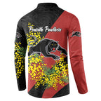 Penrith Panthers Button Sweatshirt Golden Wattle Floral Polynesian - Australian Flower - Rugby Mascot