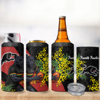 Penrith Panthers 4 in 1 Can Cooler Tumbler Golden Wattle Floral Polynesian - Australian Flower - Rugby Mascot