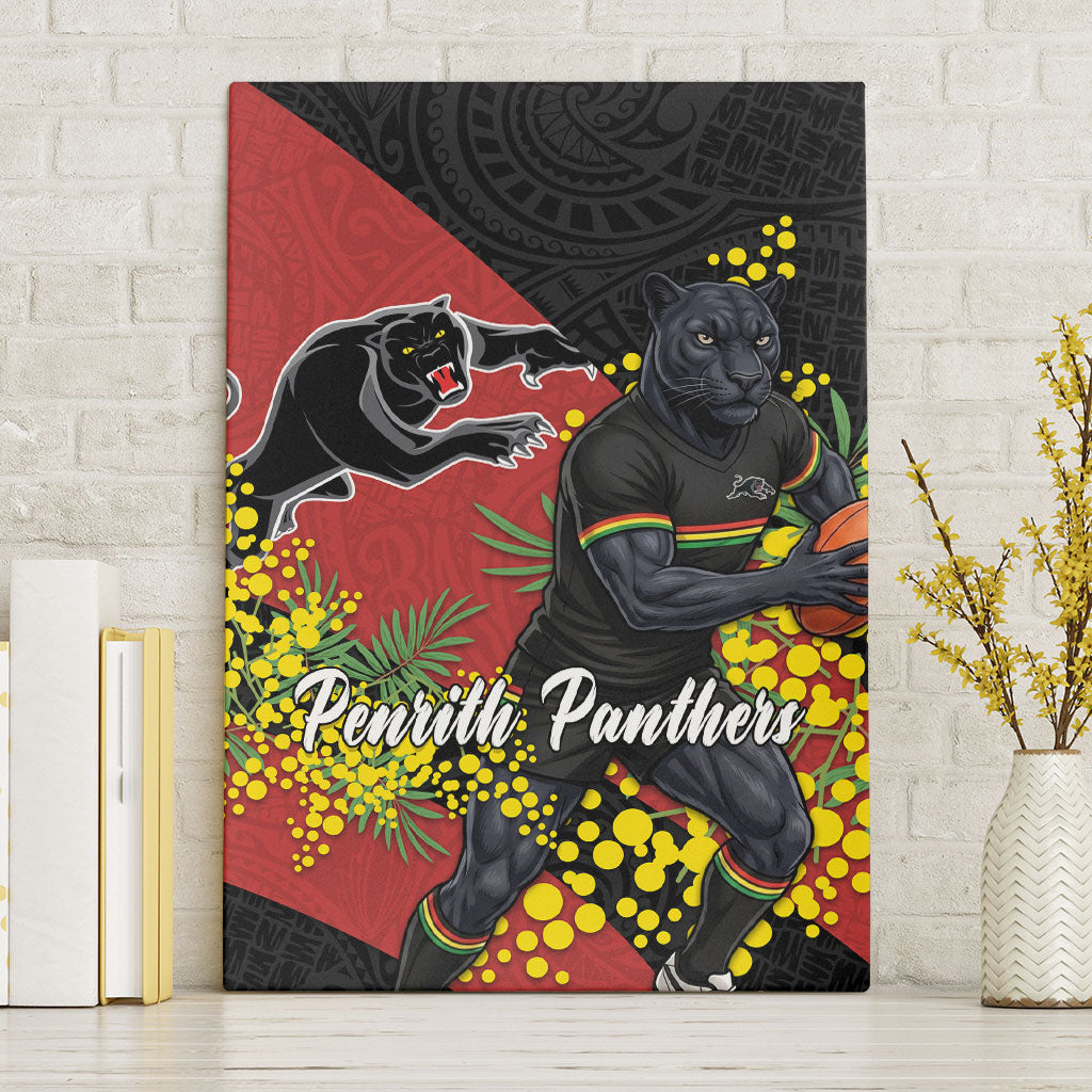 Penrith Panthers Canvas Wall Art Golden Wattle Floral Polynesian - Australian Flower - Rugby Mascot