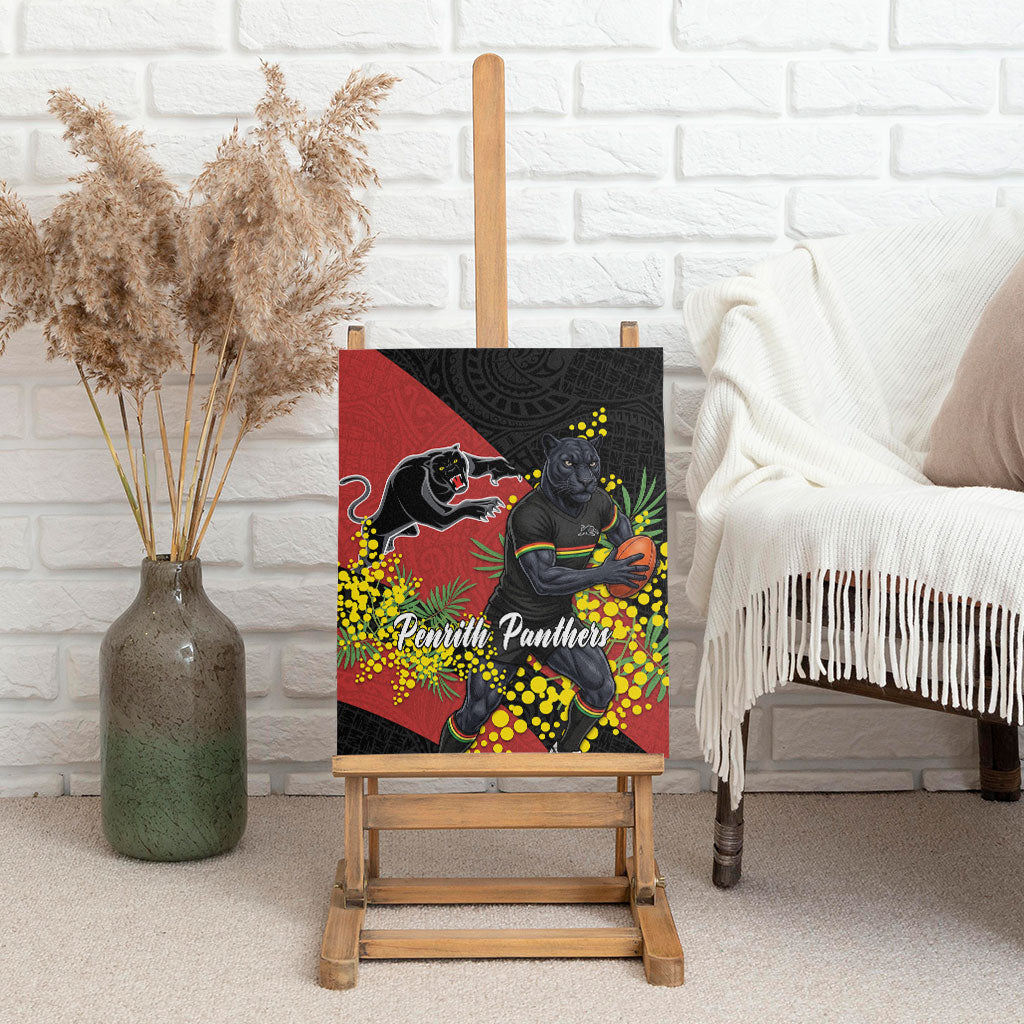 Penrith Panthers Canvas Wall Art Golden Wattle Floral Polynesian - Australian Flower - Rugby Mascot