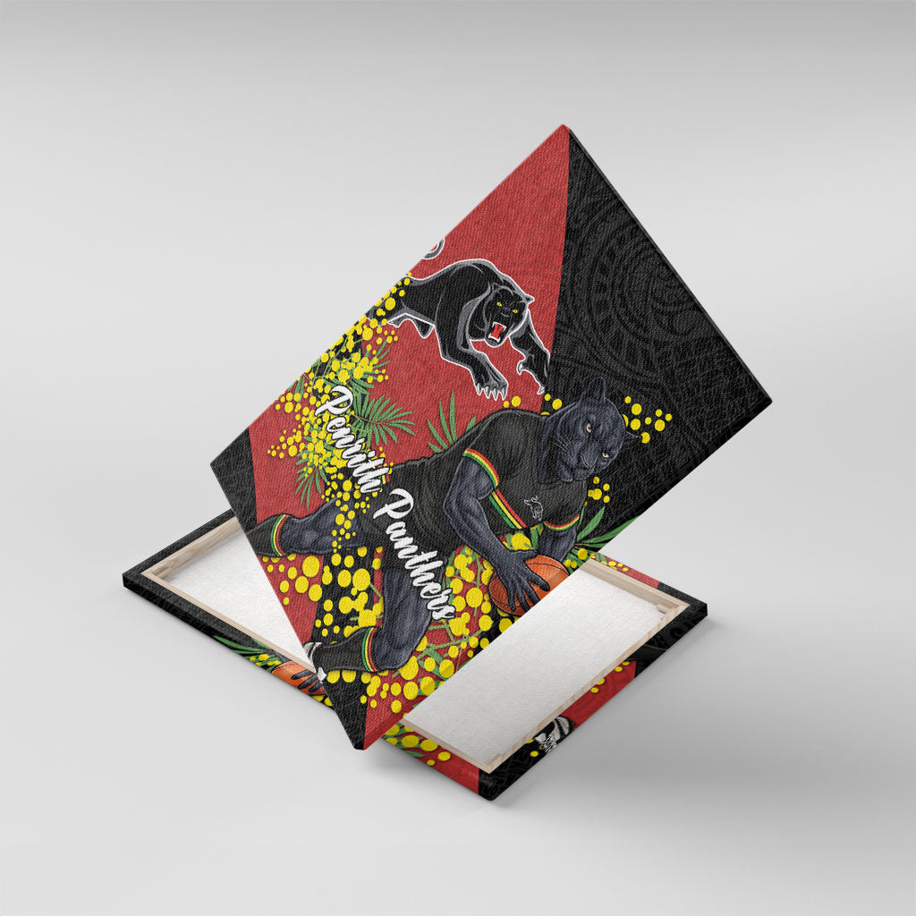 Penrith Panthers Canvas Wall Art Golden Wattle Floral Polynesian - Australian Flower - Rugby Mascot