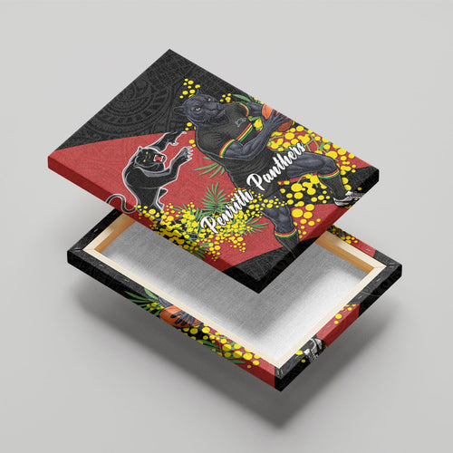 Penrith Panthers Canvas Wall Art Golden Wattle Floral Polynesian - Australian Flower - Rugby Mascot