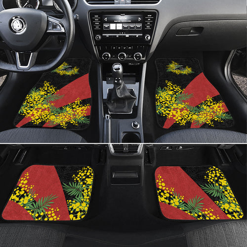 Penrith Panthers Car Mats Golden Wattle Floral Polynesian - Australian Flower - Rugby Mascot