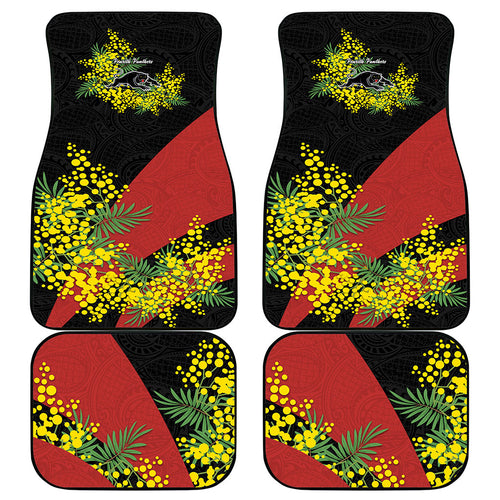 Penrith Panthers Car Mats Golden Wattle Floral Polynesian - Australian Flower - Rugby Mascot