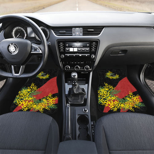 Penrith Panthers Car Mats Golden Wattle Floral Polynesian - Australian Flower - Rugby Mascot