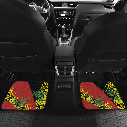 Penrith Panthers Car Mats Golden Wattle Floral Polynesian - Australian Flower - Rugby Mascot