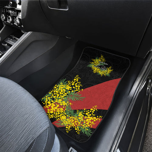 Penrith Panthers Car Mats Golden Wattle Floral Polynesian - Australian Flower - Rugby Mascot